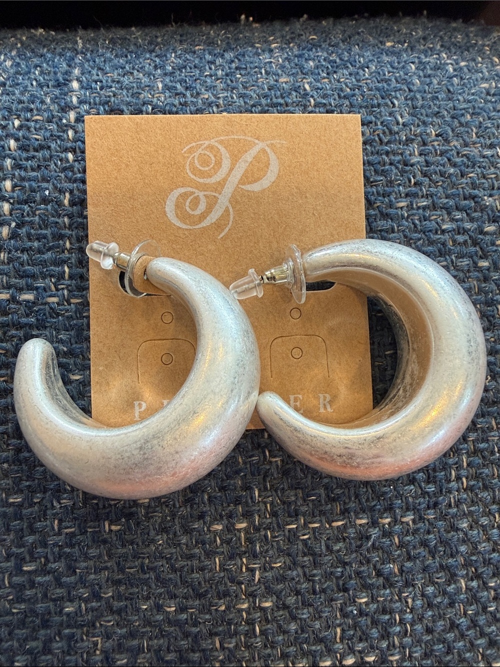Plunder Chunky Silver-tone Crescent Hoop Earrings
